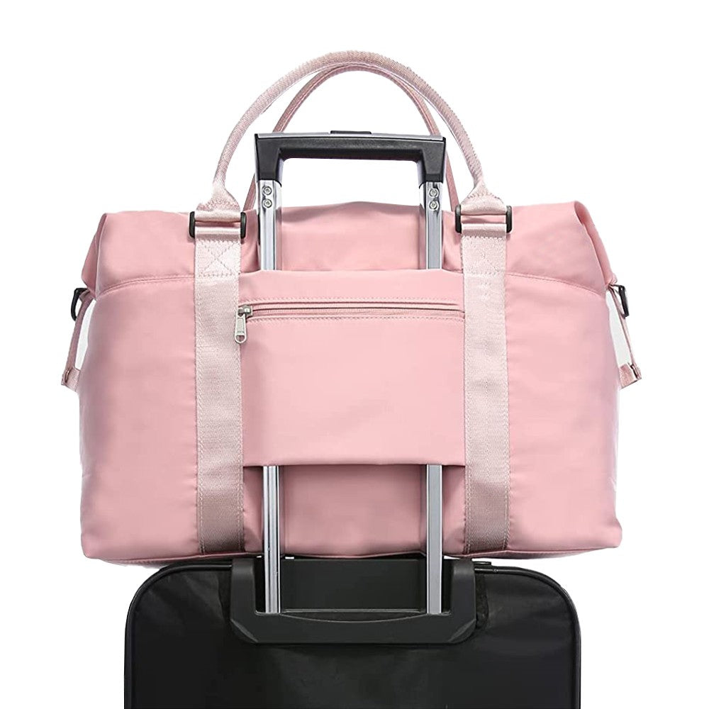 2Pcs Travel Duffel Bag and Makeup Bag Set Fitness Bag Sports Bag Weekender Bag Pink