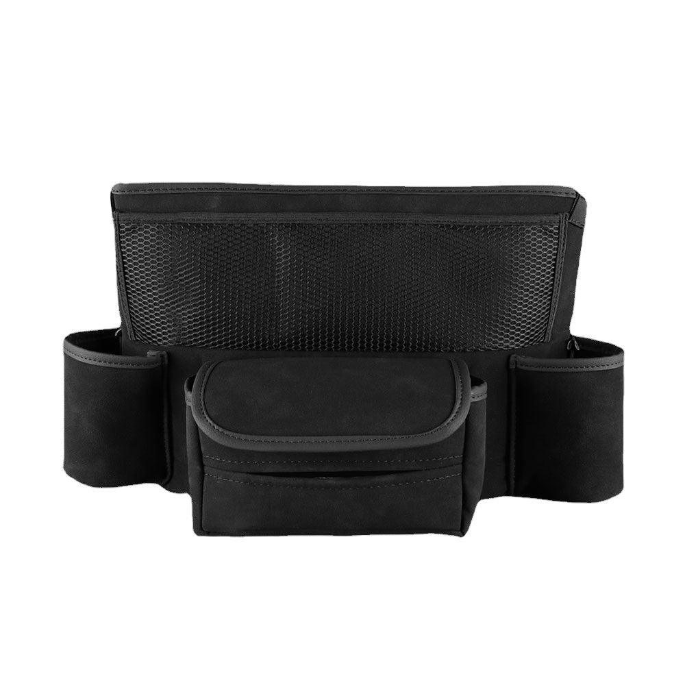 Car Seat Back Organizer Handbag Holder PU Leather Between Seats Car Storage Bag Black