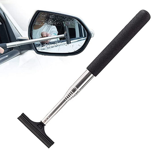 1 X Car Rearview Mirror Wiper with Telescopic Long Rod Mirror Cleaning Tool Automotive Accessories