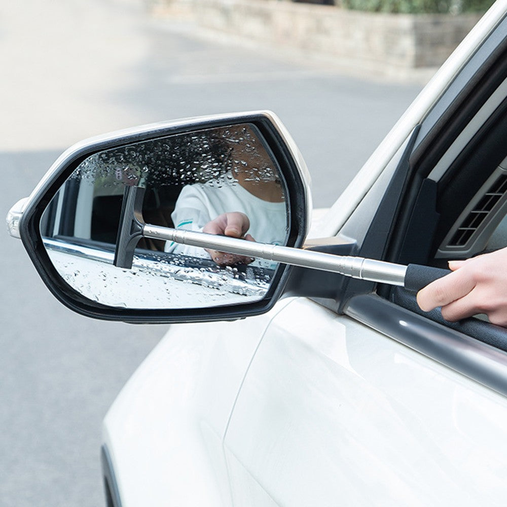 2 X Car Rearview Mirror Wiper with Telescopic Long Rod Mirror Cleaning Tool Automotive Accessories