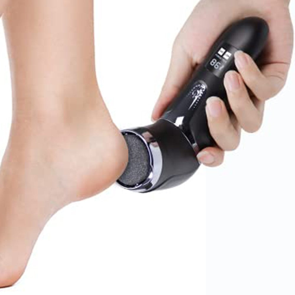 Black Electric Foot File Callus Remover LCD Display with 2 Grinding Heads and 10 Pedicure Tools Kit