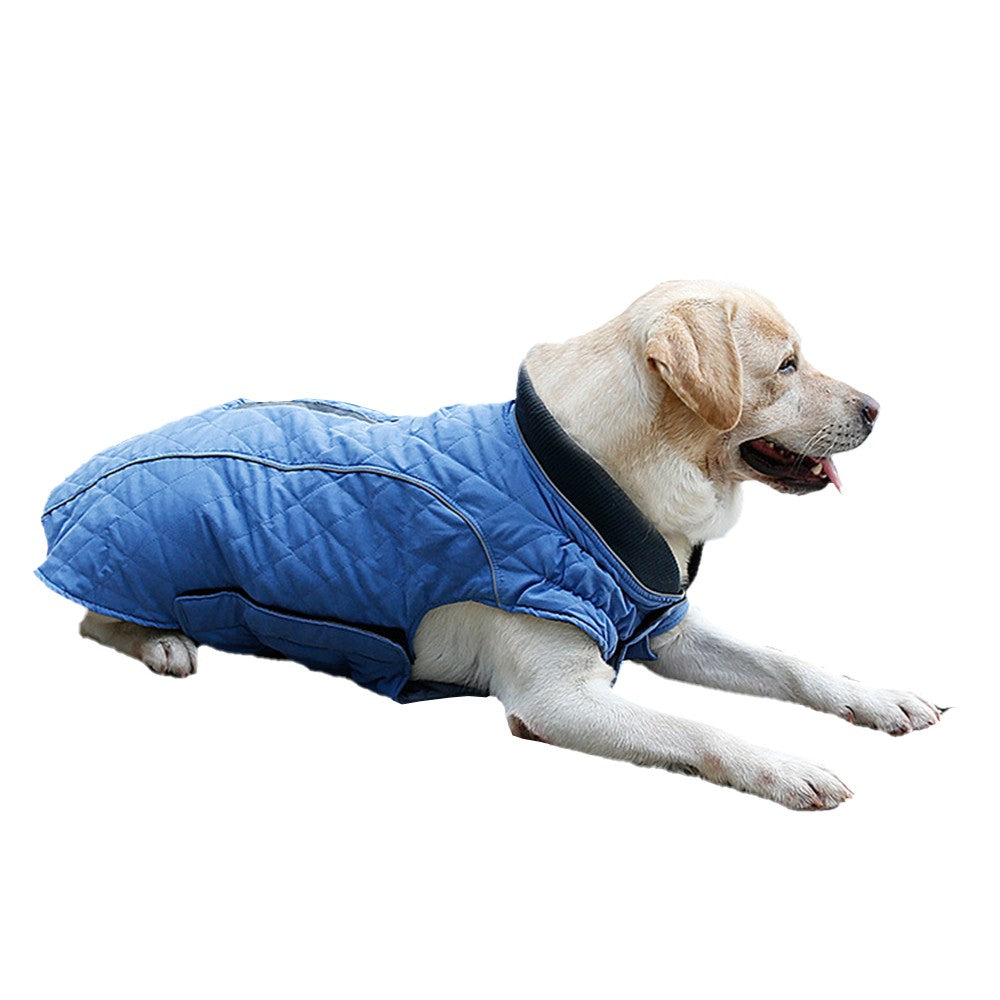 XL Winter Warm Dog Coats Dog Jacket Windproof Vest Reflective Pet Apparel Blue