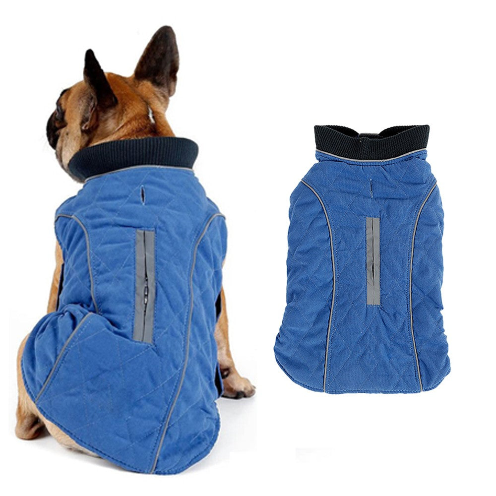 XL Winter Warm Dog Coats Dog Jacket Windproof Vest Reflective Pet Apparel Blue