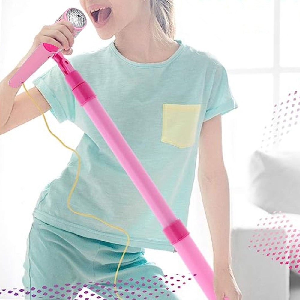 Kids Karaoke Machine with 1 Microphone Adjustable Stand Child Music Play Toys Pink