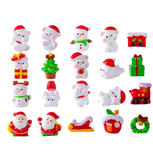 1 Set of 21Pcs Christmas Miniature Ornaments Resin Christmas Figurines Decor