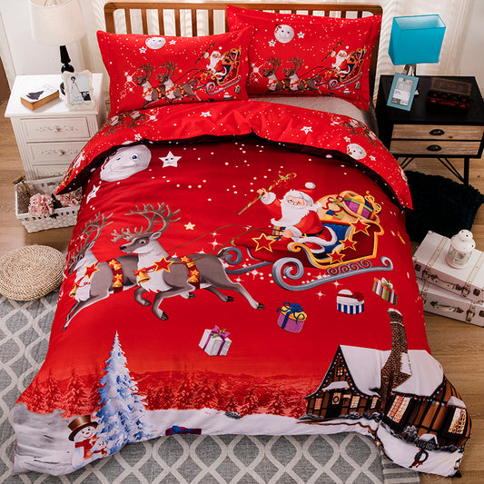 3PCS Merry Christmas Santa Claus Comfort Bedding Set