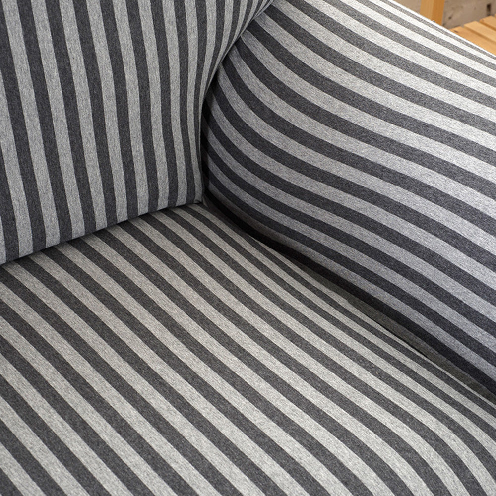 Double Seater Home Form-Fitting Elastic Cotton Sofa Cover - Grey Stripe