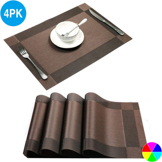 4X Woven Vinyl Non-slip Insulation Placemats