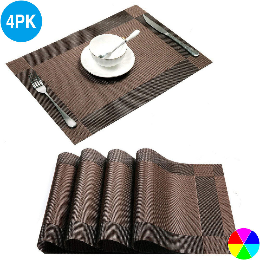 8X Woven Vinyl Non-slip Insulation Placemats