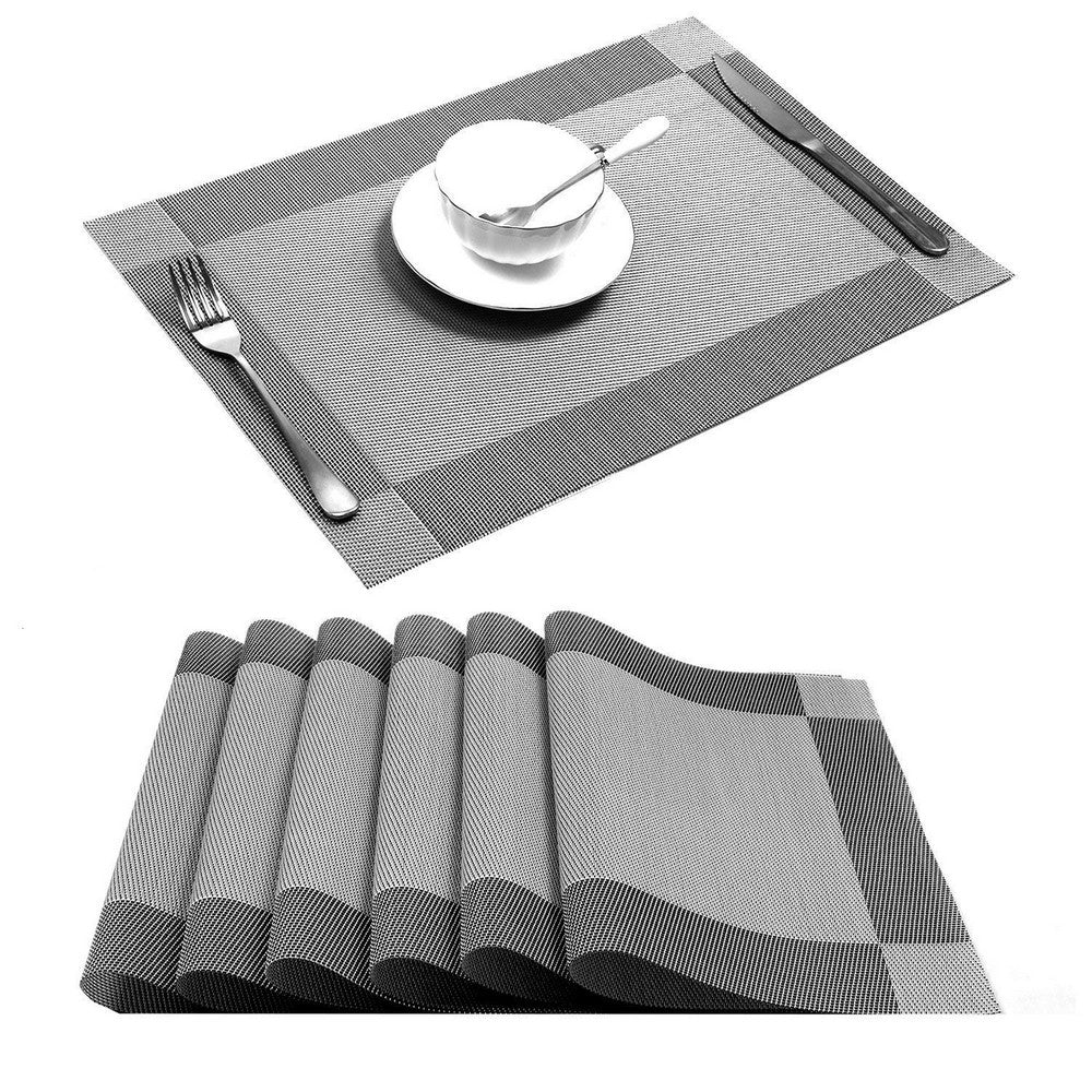 4X Woven Vinyl Non-slip Insulation Placemats