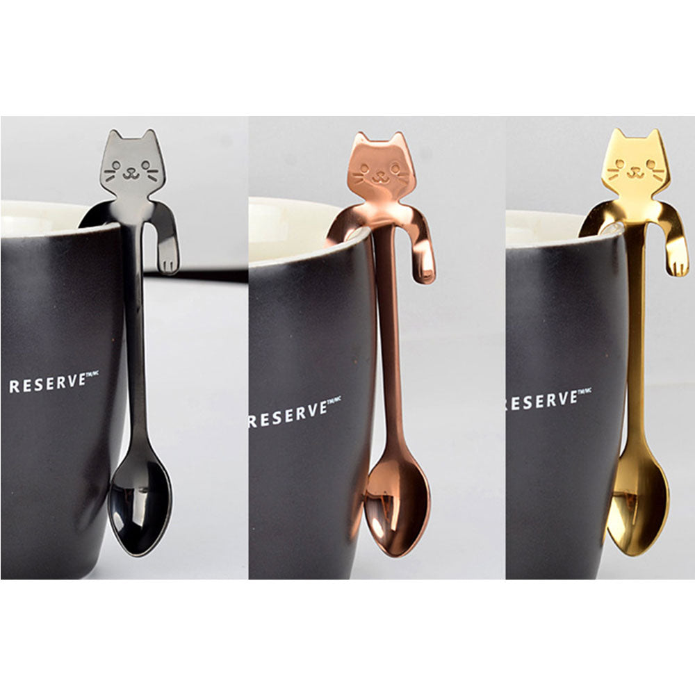 5 Pcs Stainless Steel Cute Cat Spoon