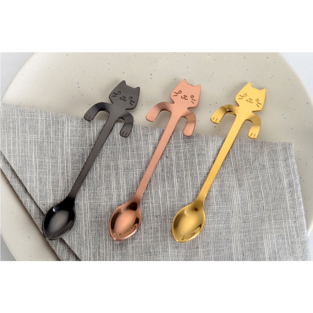 5 Pcs Stainless Steel Cute Cat Spoon