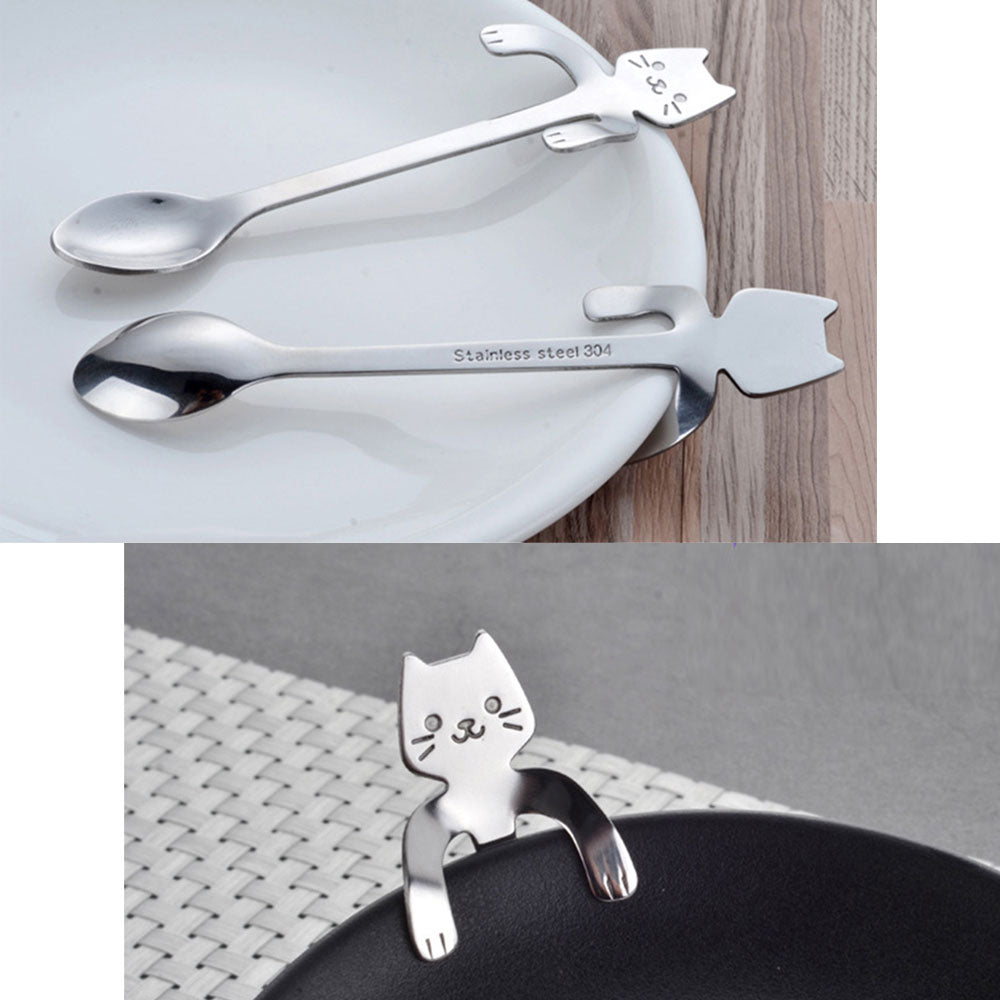 5 Pcs Stainless Steel Cute Cat Spoon