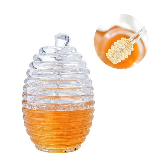 Food Grade Plastic Honey Pot with Dipper and Lid