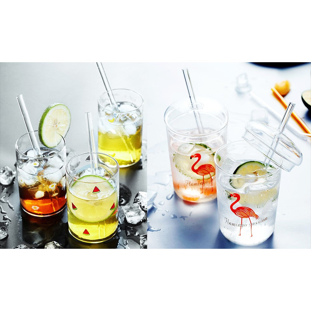 12Pcs Clear Glass Straw Set