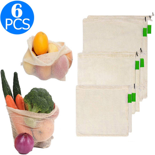 6PCS Reusable Shopping Mesh Bags