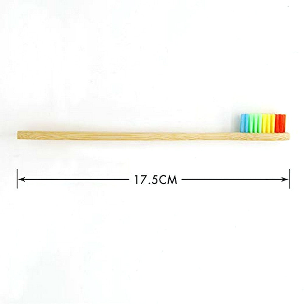 5 X Bamboo Toothbrushes with Rainbow Bristles