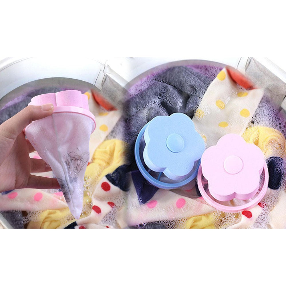 3Pcs Reusable Washing Machine Floating Lint Mesh Bags Random Colour