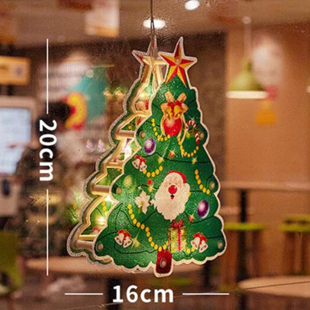 Xmas Tree Fairy Lights 3D Window Hanging Lamp Decorative LED Lights