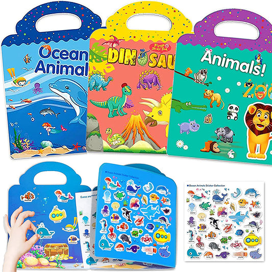 3Pcs Reusable Early Learning for Kids Educational Stickers Book