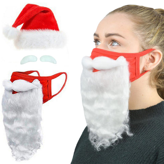 1 Set Christmas Santa Claus Hat and Beard Face Cover