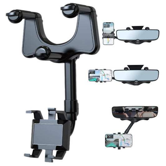 360 Degree Rotatable Car Rearview Mirror Phone Holder