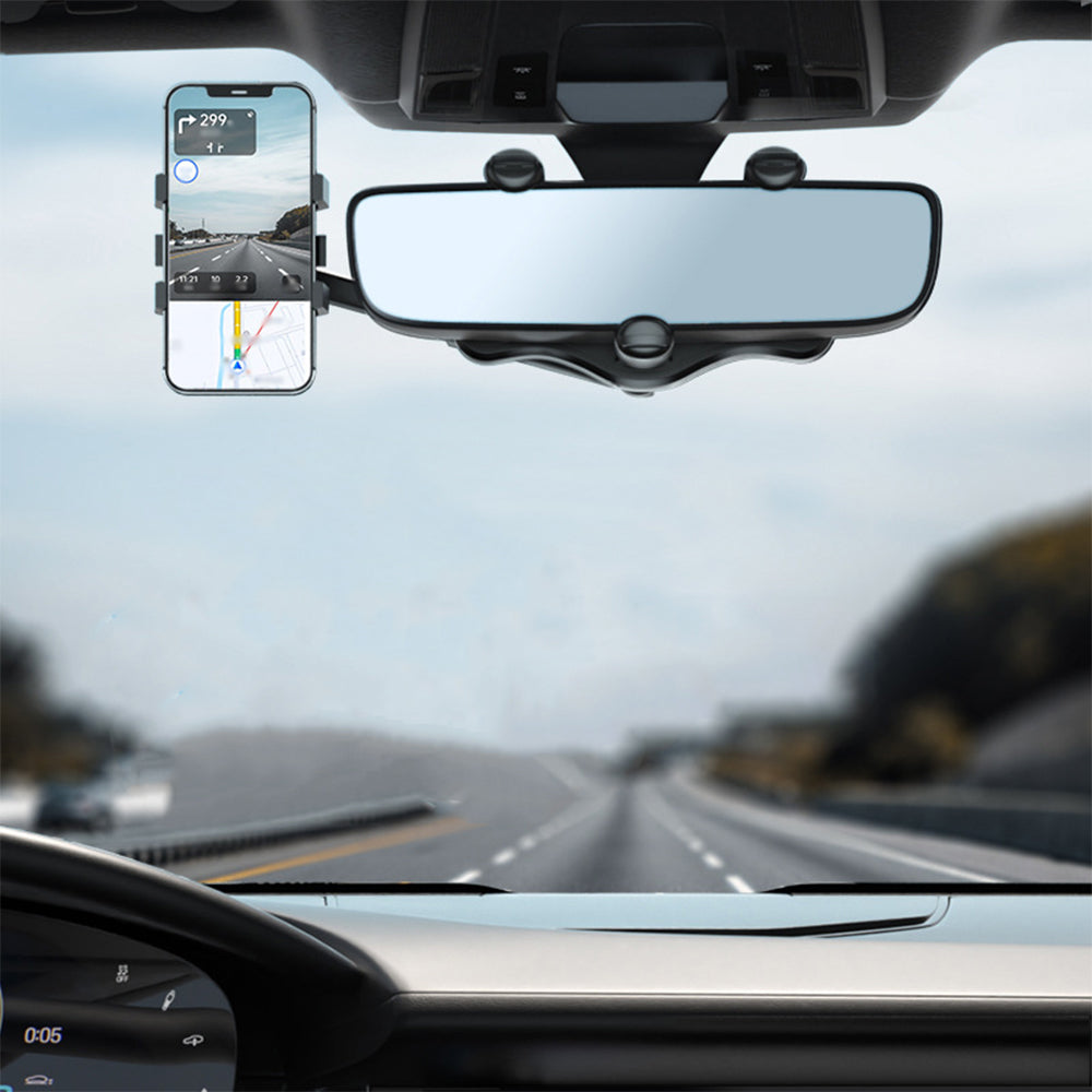 360 Degree Rotatable Car Rearview Mirror Phone Holder