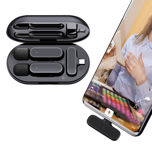 Wireless Lavalier Lapel Microphone with Charging Case for Type-C Interface