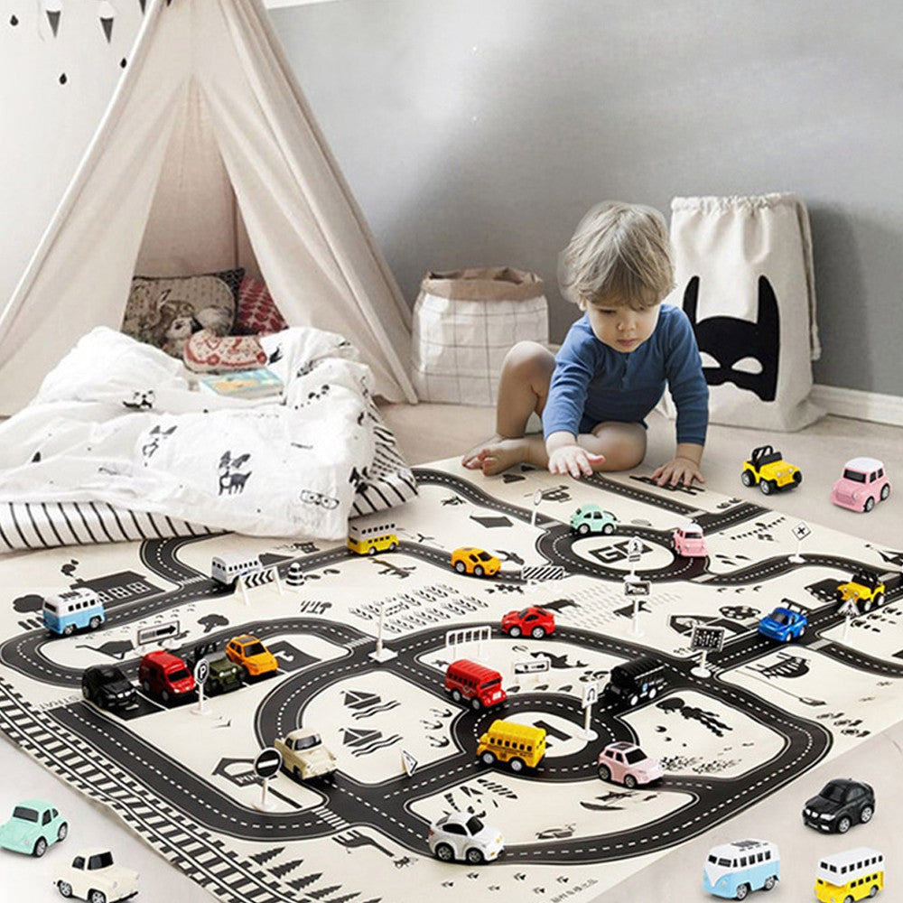 130x100cm Kids Playmat Cars Transport Toy Car Rugs Children Play Mat Kids Carpet Black and White