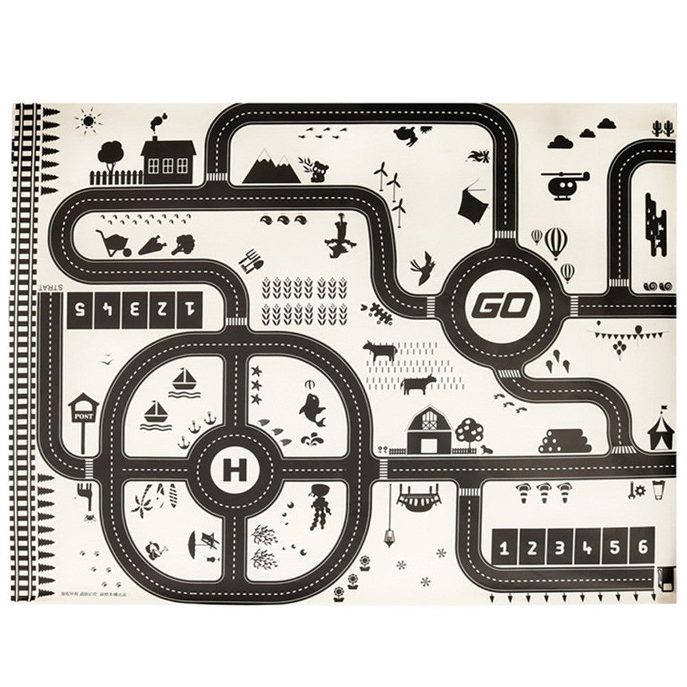 130x100cm Kids Playmat Cars Transport Toy Car Rugs Children Play Mat Kids Carpet Black and White