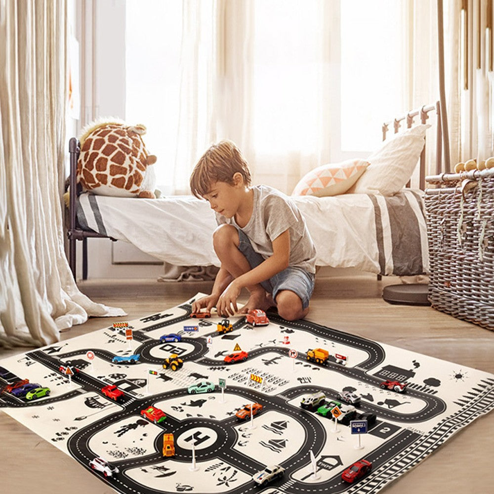 130x100cm Kids Playmat Cars Transport Toy Car Rugs Children Play Mat Kids Carpet Black and White