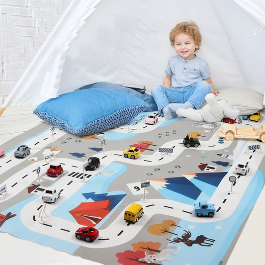 130x100cm Kids Playmat Cars Transport Toy Car Rugs Children Play Mat Kids Carpet Grey