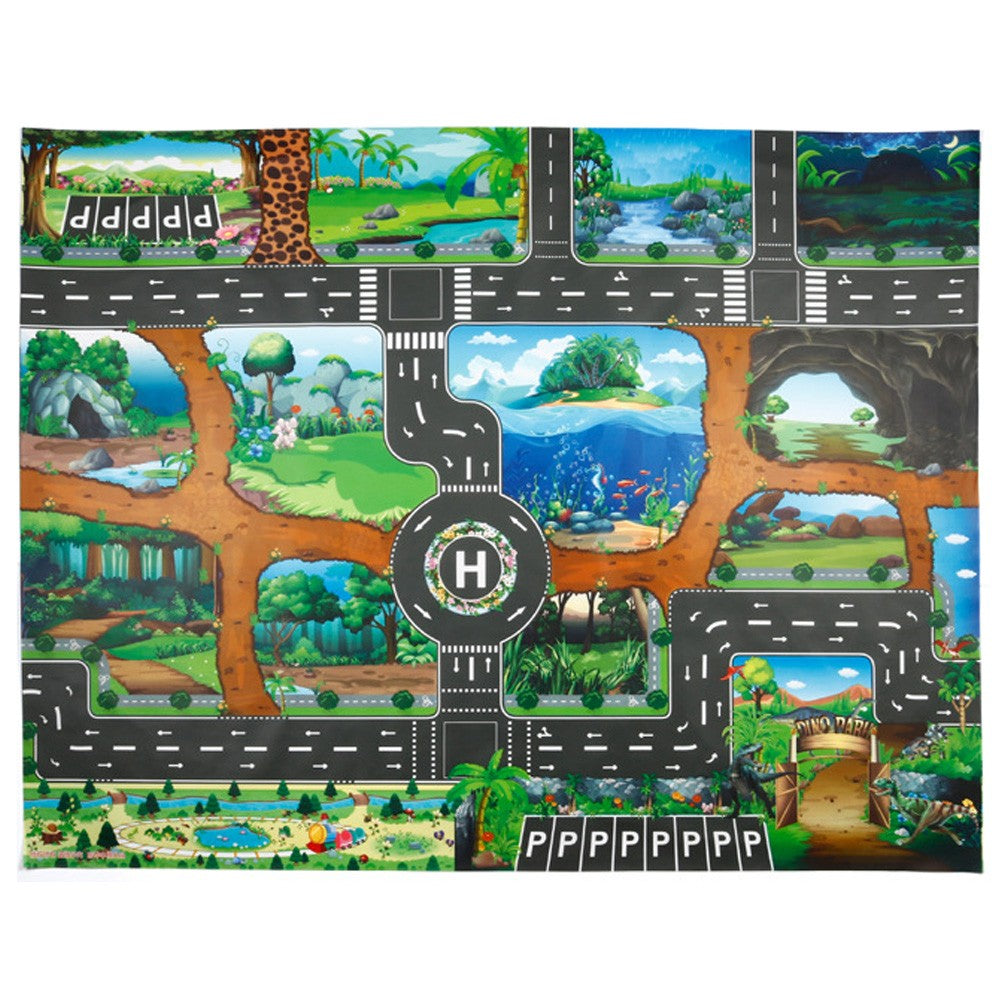 130x100cm Kids Playmat Cars Transport Toy Car Rugs Children Play Mat Kids Carpet Dinosaur Park Theme