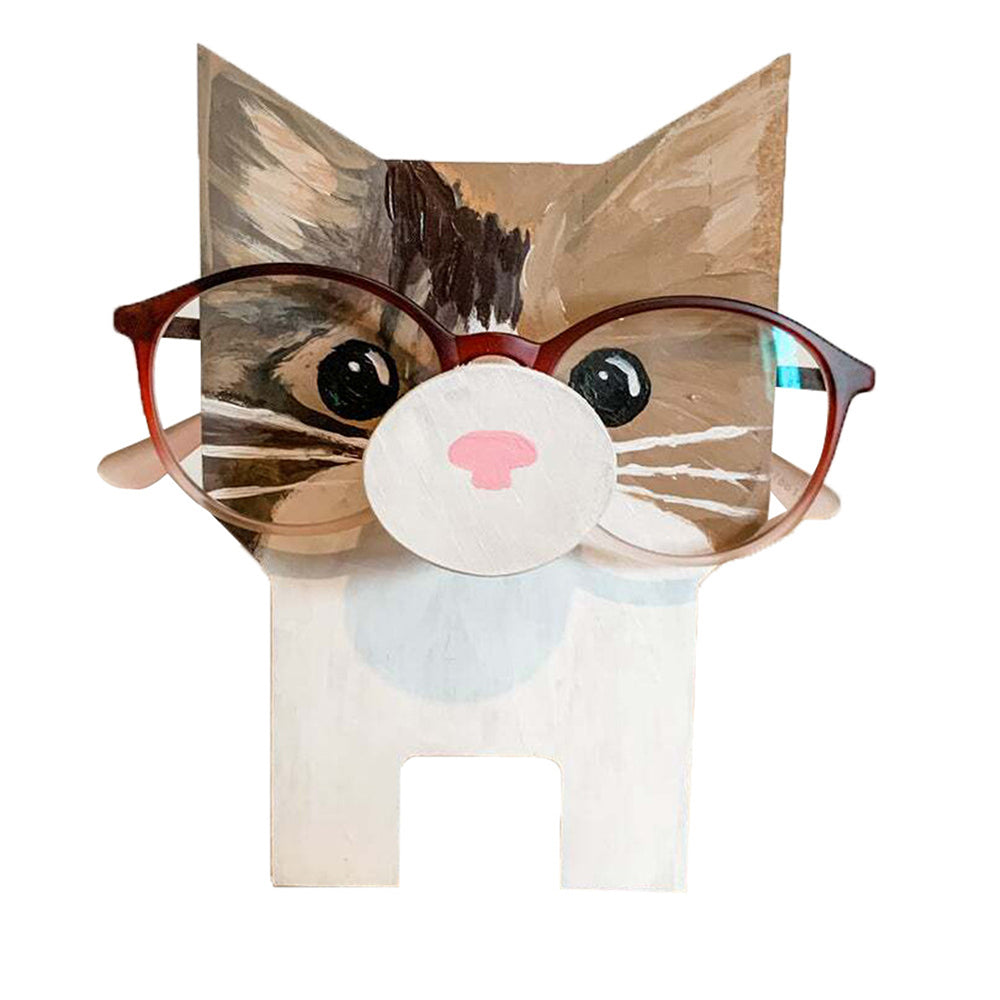 Wooden Eyeglasses Holder Cat Design Eyes Glasses Display Stand Home Decor