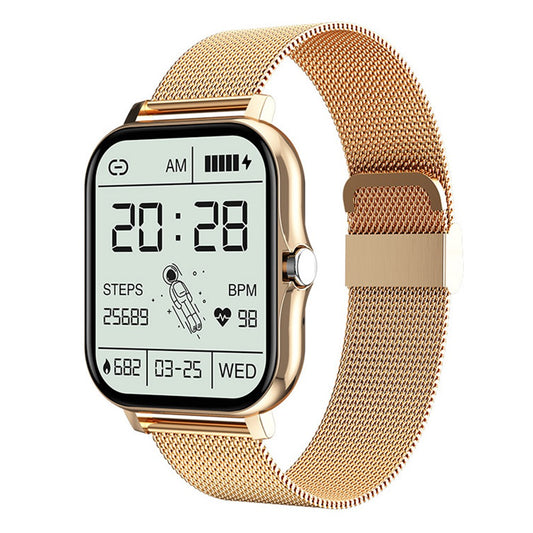 Bluetooth Smart Watch Heart Rate Monitor with Magnetic Charging Cable Gold