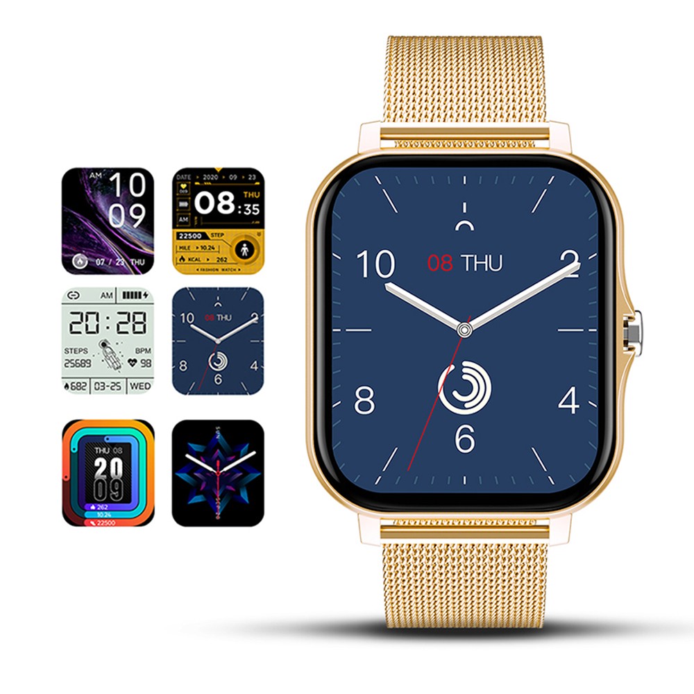 Bluetooth Smart Watch Heart Rate Monitor with Magnetic Charging Cable Gold