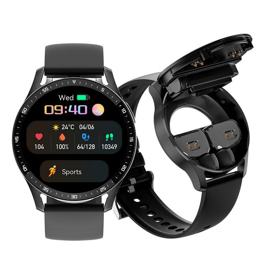 X7 Smart Watch Touch Screen Fitness Tracker with TWS Bluetooth Earphones Black