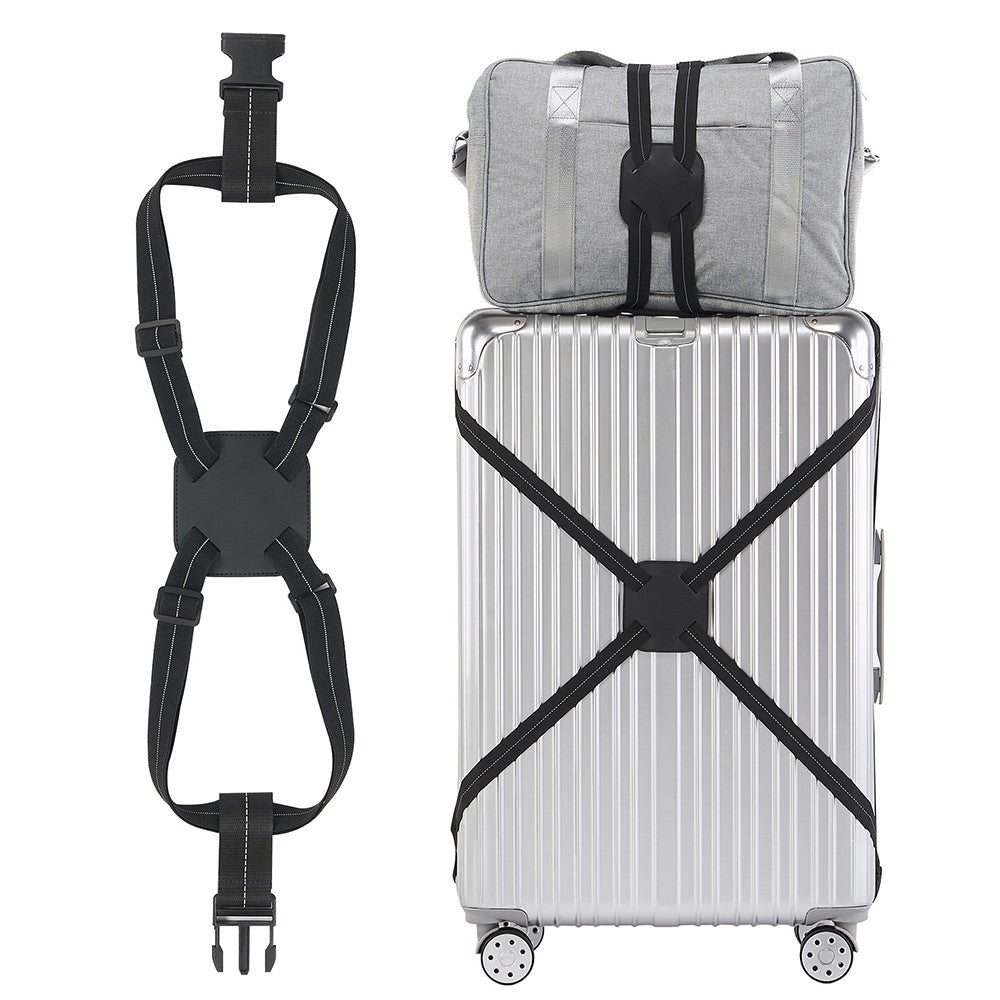 Adjustable Travel Luggage Strap Elastic Bag Bungees Belt with Buckles Black