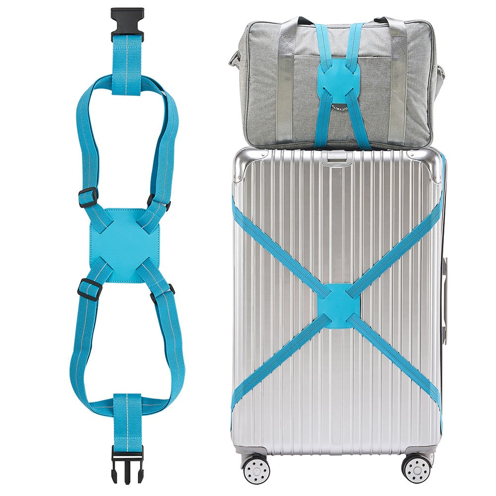 Adjustable Travel Luggage Strap Elastic Bag Bungees Belt with Buckles Blue