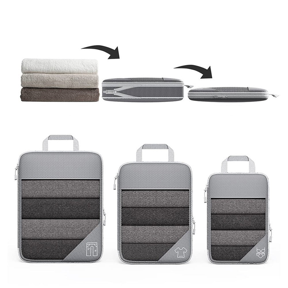 Set of 6Pcs Travel Compression Packing Cubes Expandable Storage Organizers Grey