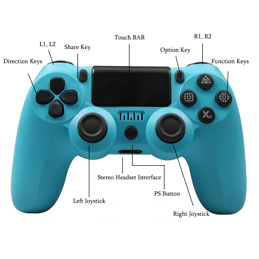 USB PS4 Wireless Controller Gamepad Remote Compatible with DualShock Blue