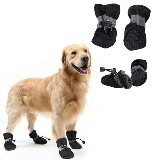 4Pcs Anti Slip Pet Dog Shoes Protective Rain Boots Pet Socks Booties Black L