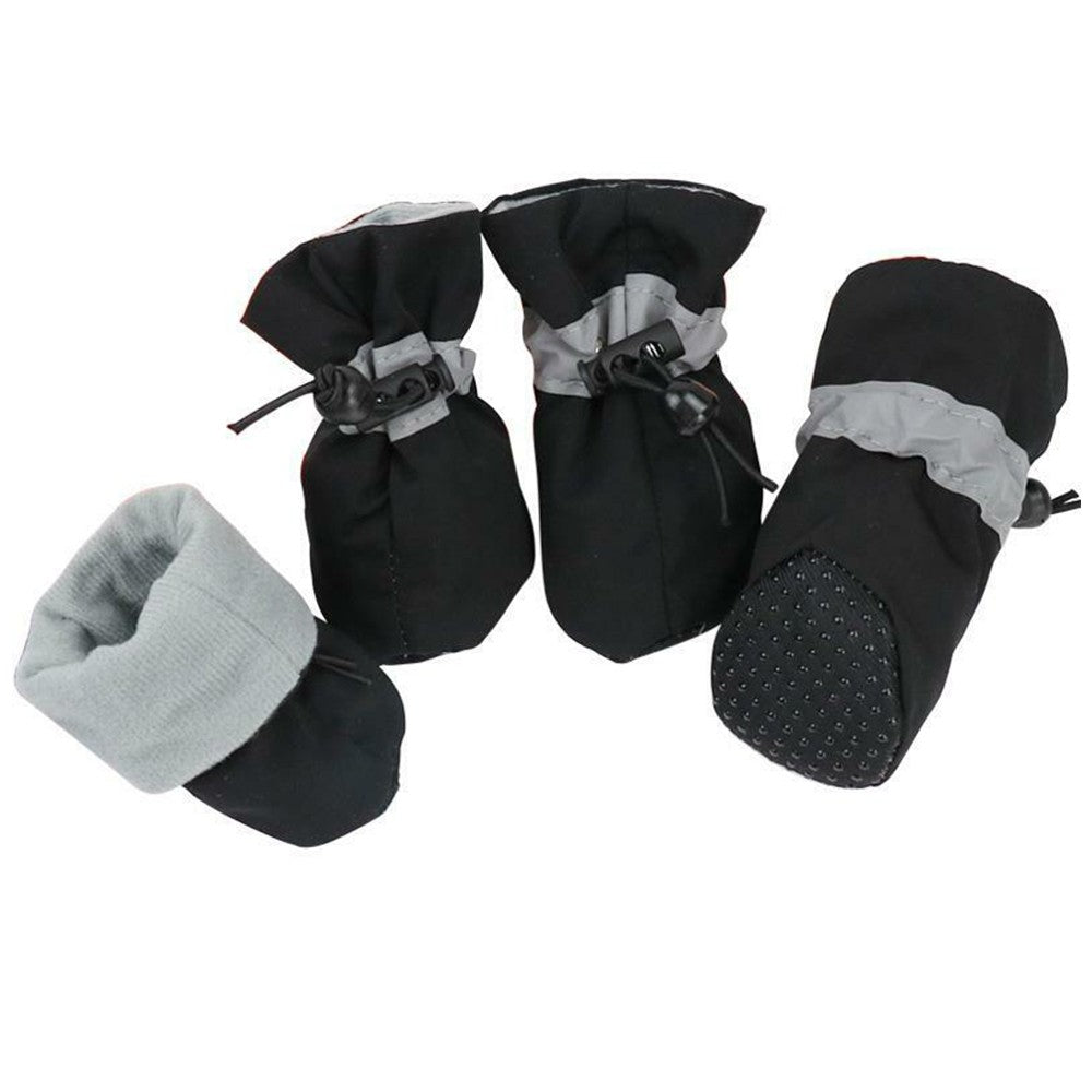 4Pcs Anti Slip Pet Dog Shoes Protective Rain Boots Pet Socks Booties Black M