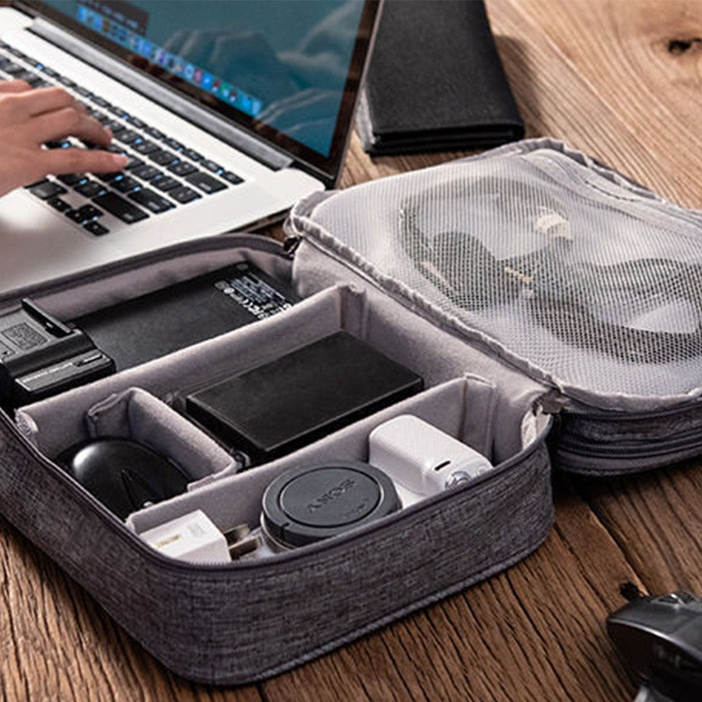 USB Cable Organizer Bag Charger Electronic Accessories Storage Case Grey