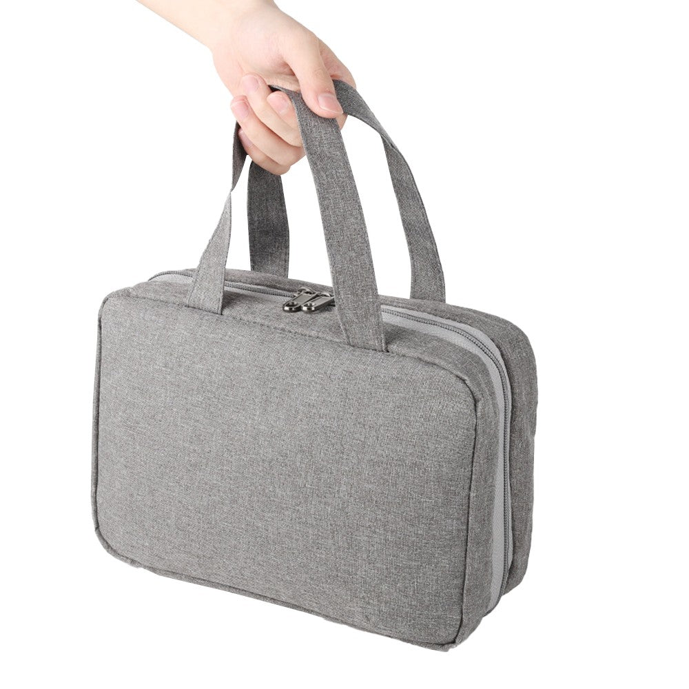 Large Capacity Travel Toiletry Bag Makeup Storage Bag with Hanging Hook Grey