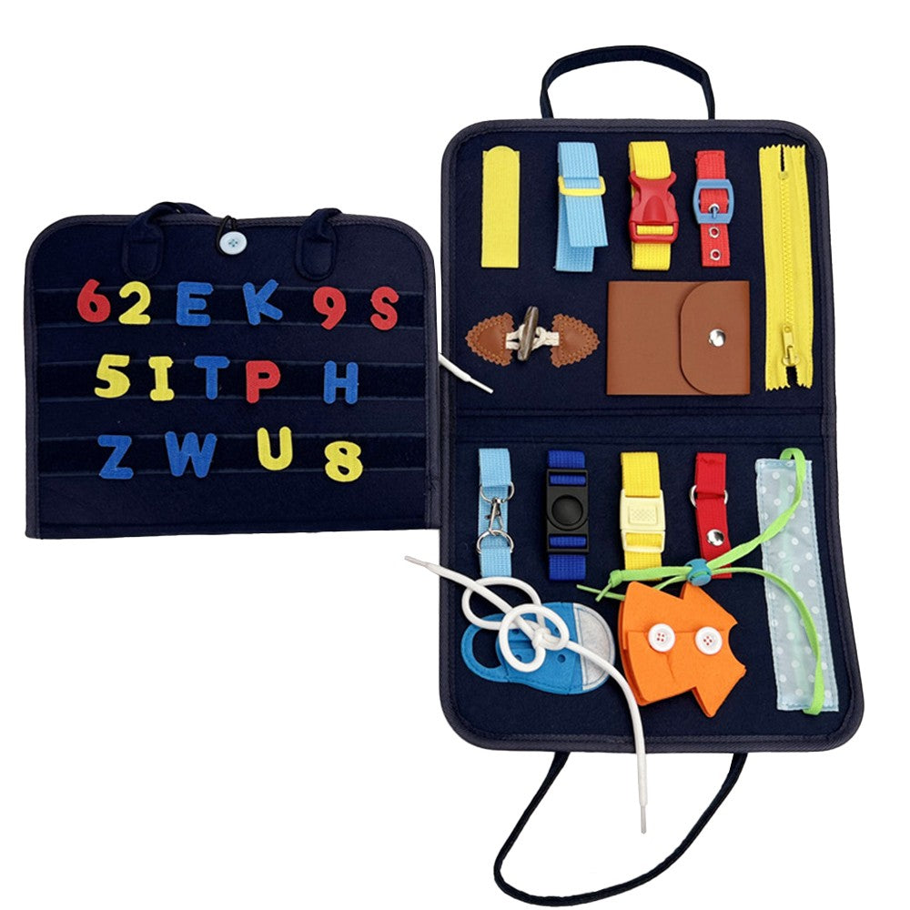 Montessori Busy Board Felt Toddler Sensory Board Toddler Educational Toy Navy