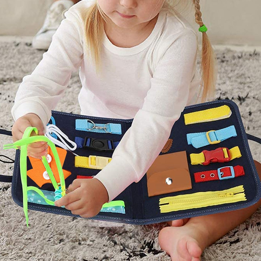 Montessori Busy Board Felt Toddler Sensory Board Toddler Educational Toy Navy