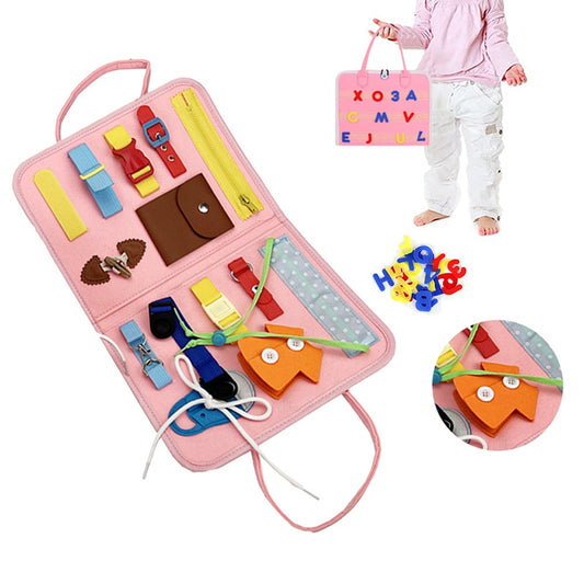 Montessori Busy Board Felt Toddler Sensory Board Toddler Educational Toy Pink