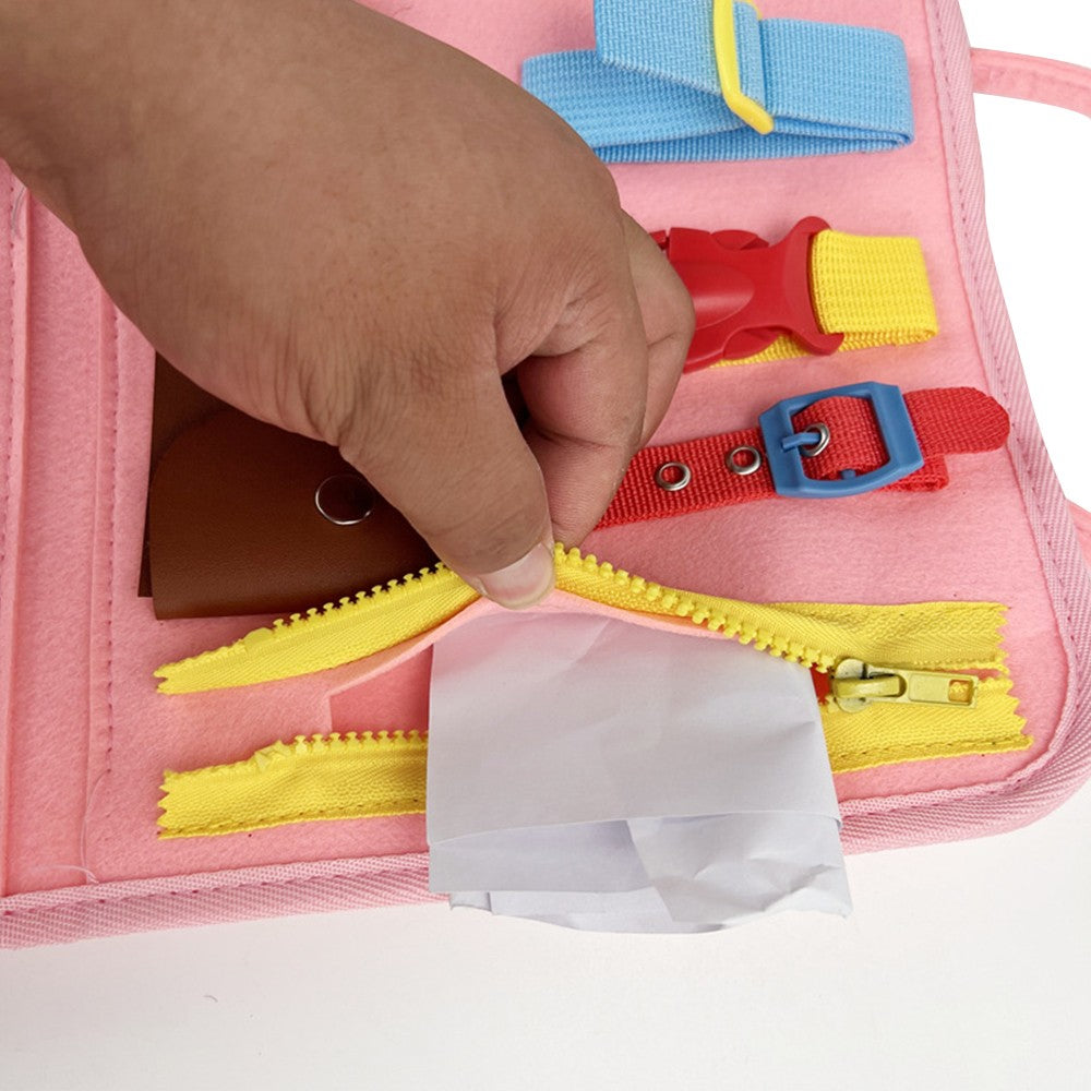 Montessori Busy Board Felt Toddler Sensory Board Toddler Educational Toy Pink