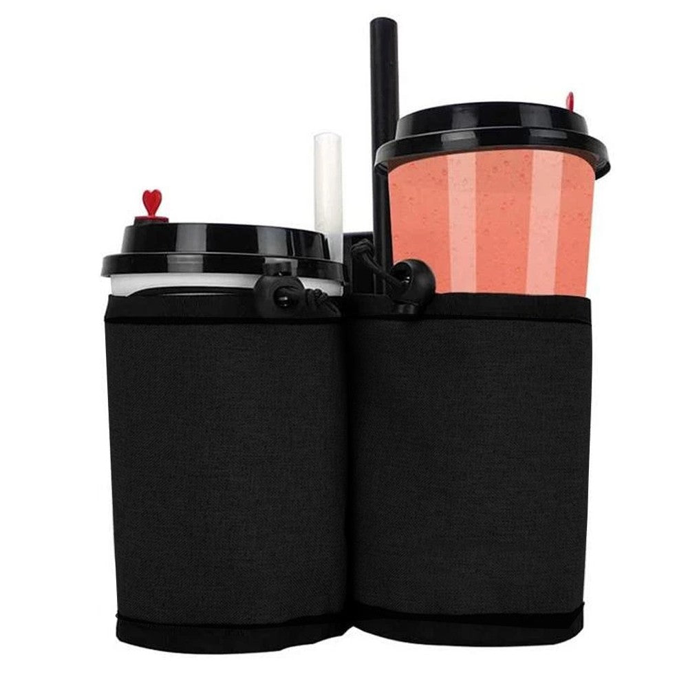 Luggage Travel Cup Holder Bag Suitcase Handles Drink Caddy Cup Carrier for Drinks Mobile Phone Black